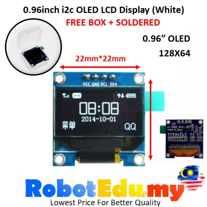 0.91" / 0.96" inch 128x32 128x64 I2C IIC OLED LCD LED White Graphic ...