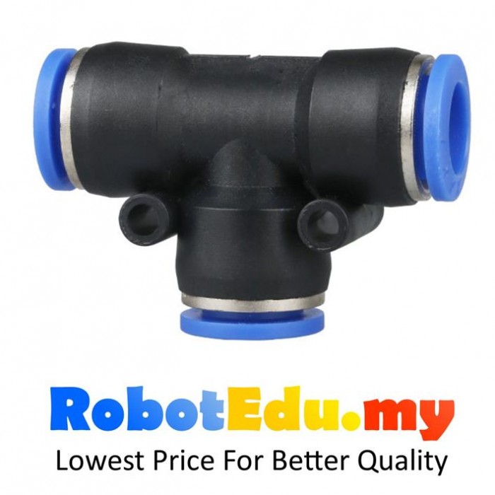 PE6 T Tee Shaped Pneumatic Fitting 6mm ; Quick Touch Push In
