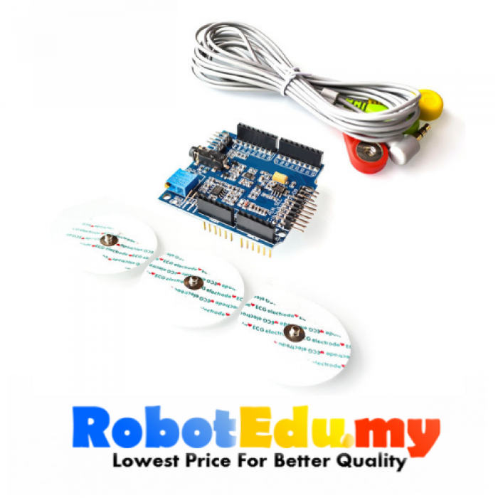 ECG EKG EMG Shield for Arduino With Cables And Electrodes