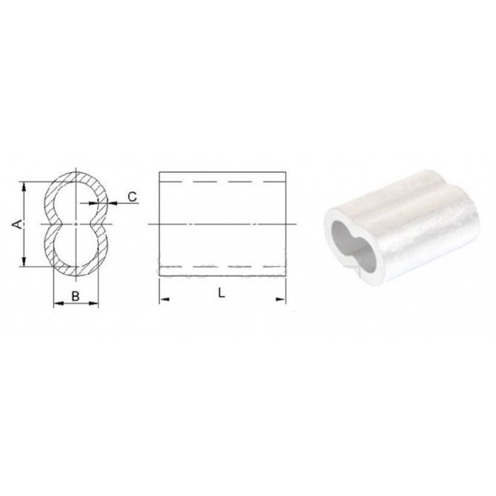 Stainless Steel Wire Rope Thimble Eye / Aluminium Cable Ferrule Stop Set Clip Crimps