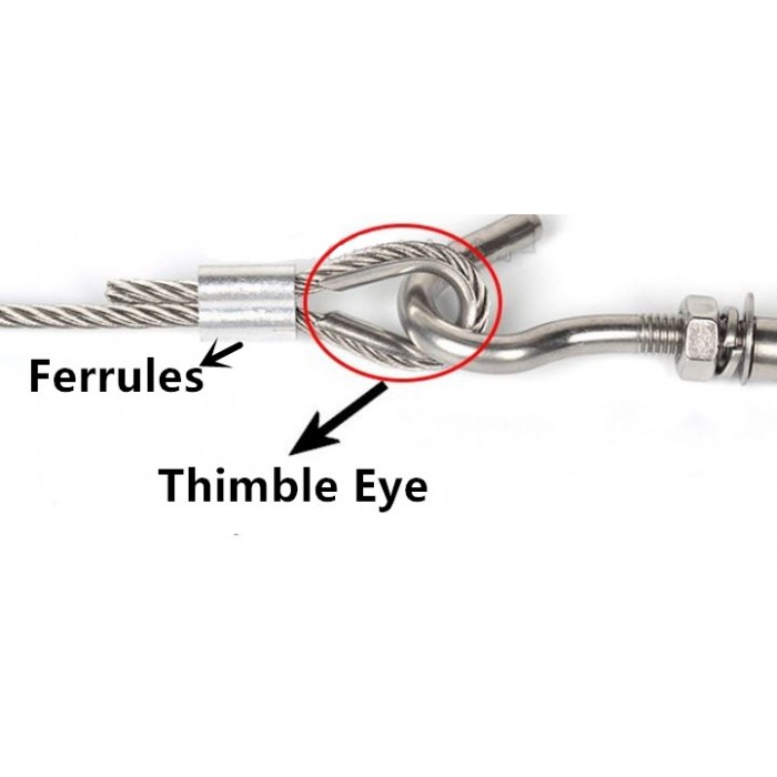 Stainless Steel Wire Rope Thimble Eye / Aluminium Cable Ferrule Stop
