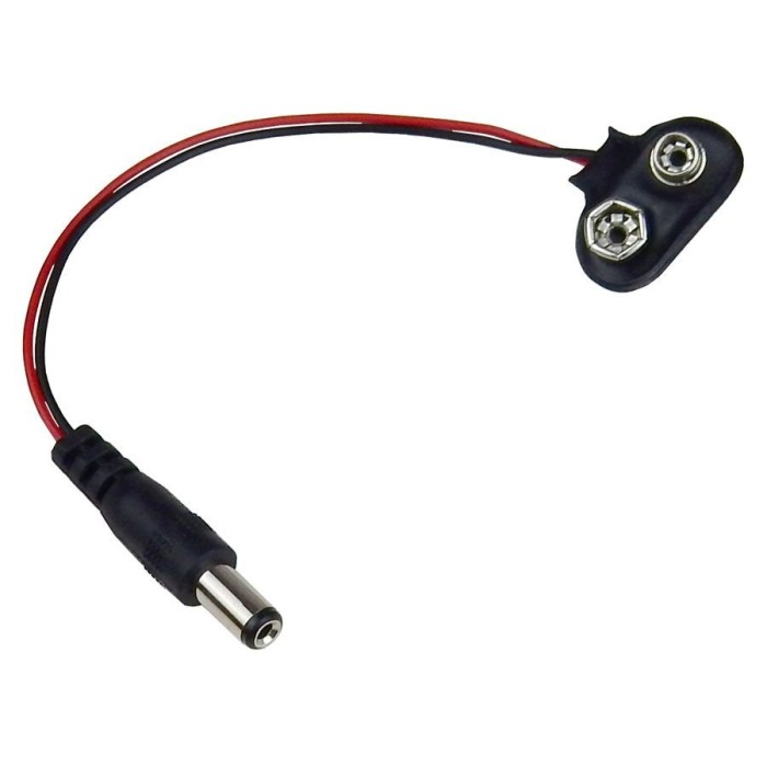 9V Battery Holder Connector Snap 2.1mm DC Plug Adapter T Type for