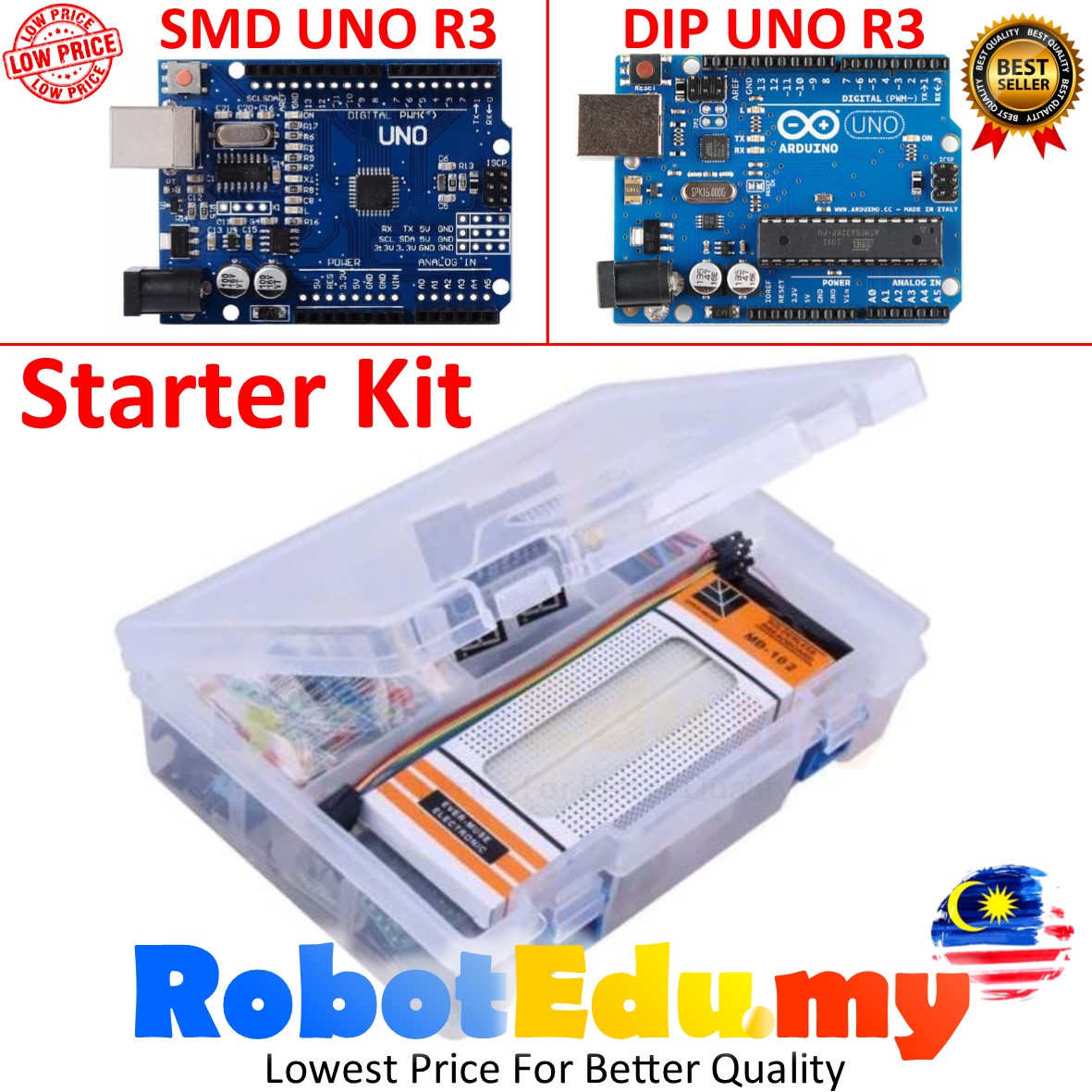 Arduino SMD / DIP UNO R3 Advance Beginner Robotics Electrical ...