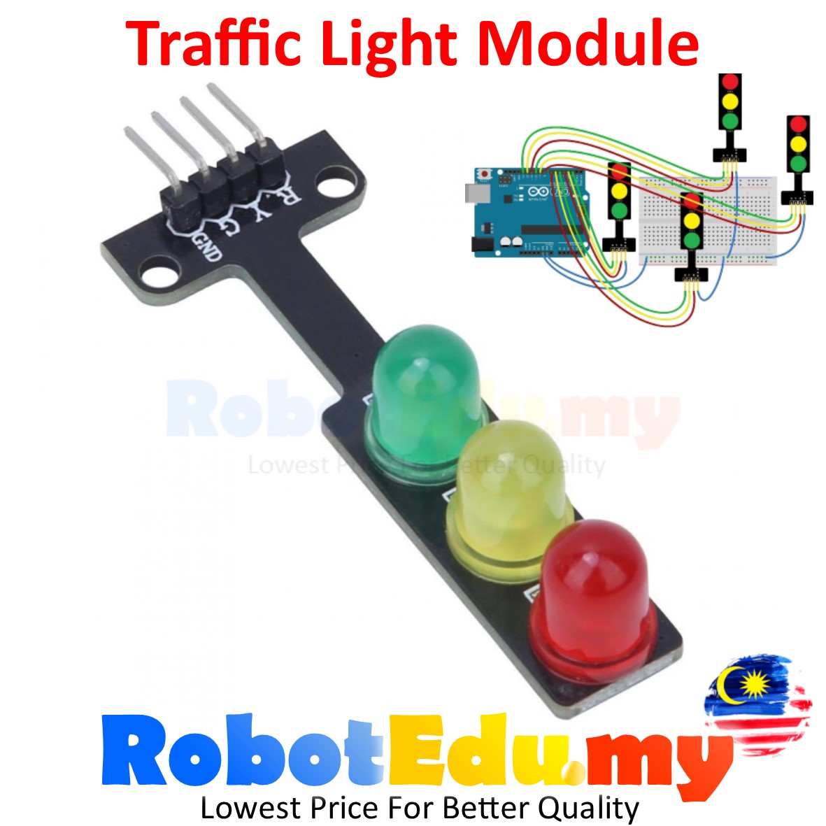Traffic Light Module System LED 8mm Red Yellow Green 3 LEDs Lights ...